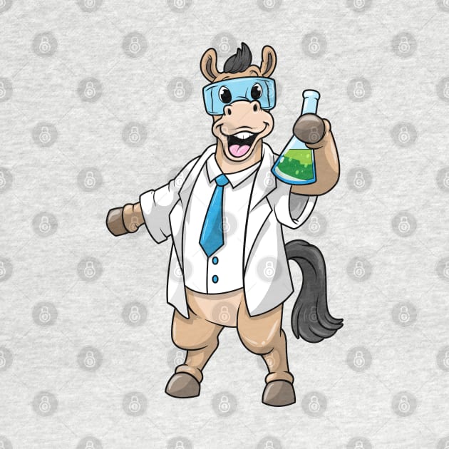 Horse as a chemist with goggles and test tube by Markus Schnabel